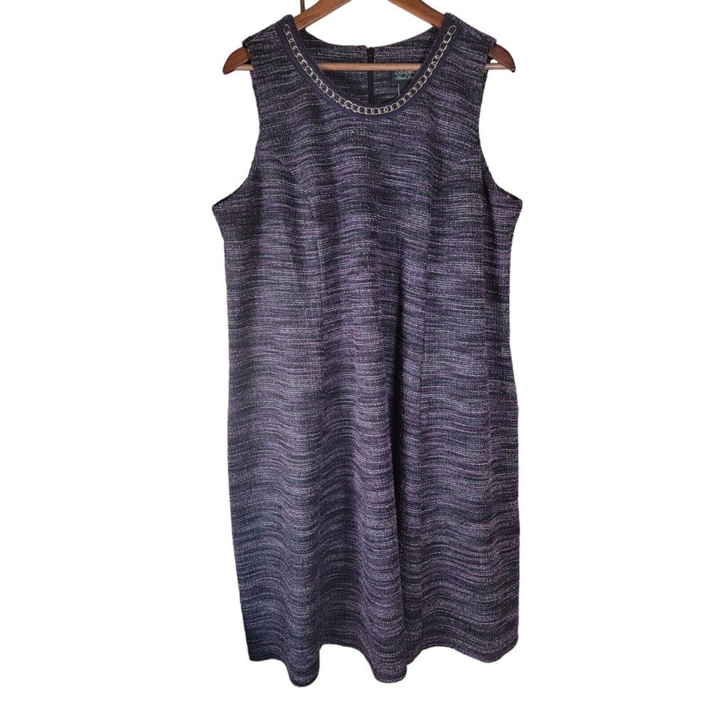 Catherines Black Label Petite Plus 1XWP 18/20WP Purple Knit Dress Chain Neckline